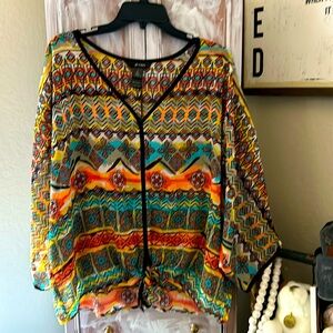Blouse multi color lightly sheer